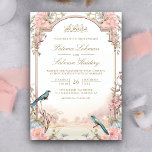 Convites Casamento Floral Muçulmano Cor-de-Rosa<br><div class="desc">Amaze seus convidados com este elegante convite de casamento islâmico com lindas flores e pássaros bonitos com a tipografia moderna. Basta adicionar os detalhes do seu evento neste modelo fácil de usar para torná-lo um convite de tipo único.</div>