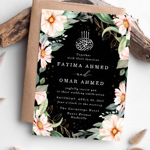 Convites Casamento Floral Muçulmano Eucalyptus Peach