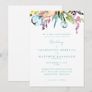 Convites Casamento Floral Multicolorido de Flores Silvestre