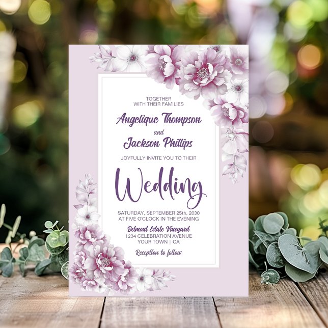 Convites Casamento Floral na moda Rosa (Criador carregado)