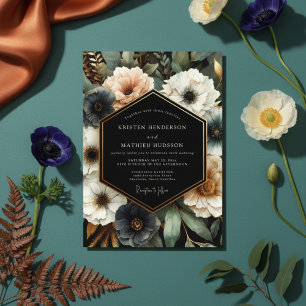 Convites Casamento Floral Navy Moody Bloom
