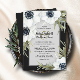 Convites Casamento Floral Negro e Branco