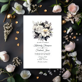 Convites Casamento Floral Negro e Branco