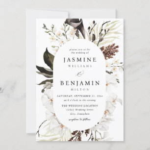 Convites Casamento Floral Negro e Branco