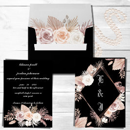 CONVITES CASAMENTO FLORAL NEGRO NA MODA BOHO SIMPLES