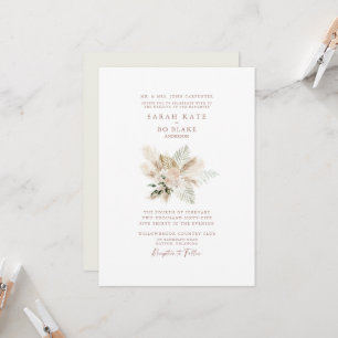 Convites Casamento Floral Neutro Boho Elegante