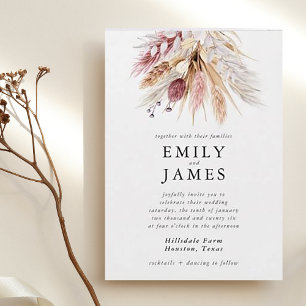 Convites Casamento Floral Neutro Rustic Boho Beige