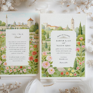 Convites Casamento Floral no Jardim com Aquarela Belgrado S