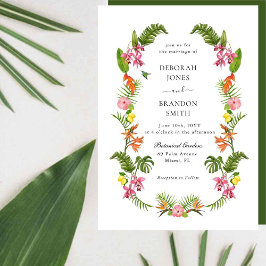 Convites Casamento Floral no Jardim Tropical & Folhagens
