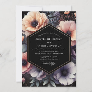 Convites Casamento Floral Noir Pêssego