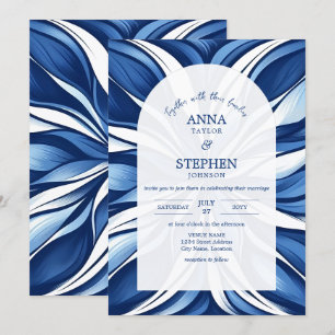 Convites Casamento Floral Orgânico de Bliss Azul