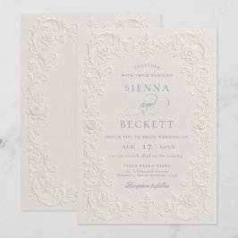 Convites Casamento Floral Ornado Estilo Creme Em relevo Ele