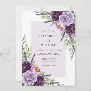 Convites Casamento Floral Ornamentado Lilás