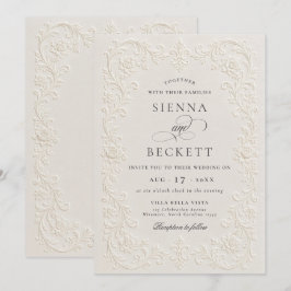 Convites Casamento Floral Ornato Estilo Elegante Creme Em R