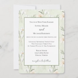 Convites Casamento Floral Orquídea Hibisco Creme Branco Men
