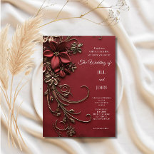 Casamento Floral Ouro Vermelho Elegante