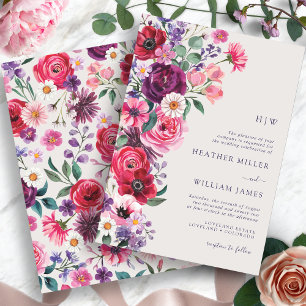 Convites Casamento Floral Ousado e Vibrante