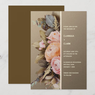 Convites Casamento Floral Ousado Moderno Mal-humorado