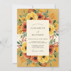 Convites Casamento Floral Outonal Âmbar