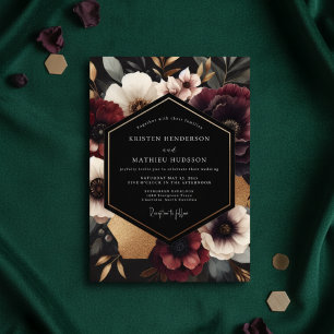 Convites Casamento Floral Outonal de Borgonha