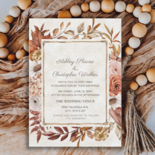 Convites Casamento Floral Outono Boho Rústico