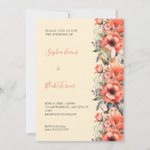 Convites Casamento Floral Outono Laranja Boêmio Amarelo