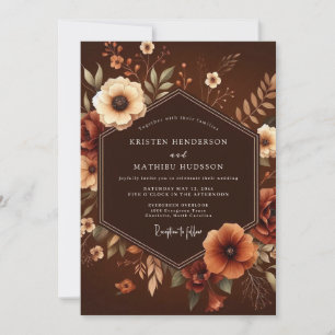 Convites Casamento Floral Outono Marrom