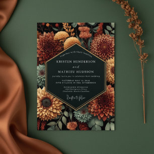 Convites Casamento Floral Outono Sienna Profunda