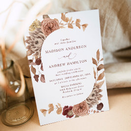 Convites Casamento Floral Oval Romântico de Outono