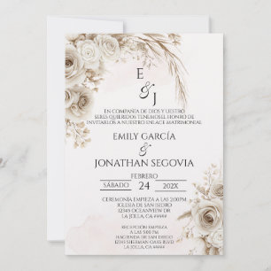 Convites Casamento floral pampas Boho espanhol