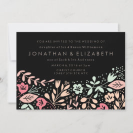 Convites Casamento Floral Pastel Desenhado à Mão Moderno Pr