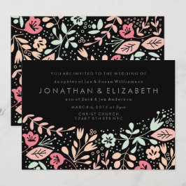Convites Casamento Floral Pastel Desenhado à Mão Moderno Pr