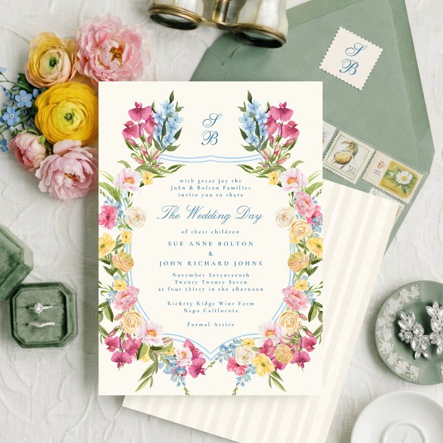 Convites Casamento Floral Pastel Elegante (Criador carregado)