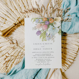 Convites Casamento Floral Pastel Elegante Aquarela