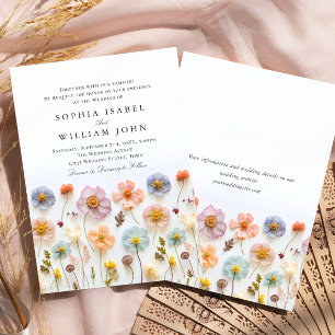 Convites Casamento Floral Pastel Pink Boho Selvagens