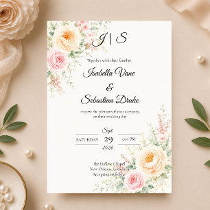 Convites Casamento Floral Pastel Romântico