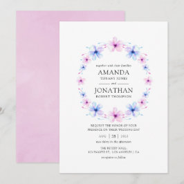 Convites Casamento Floral Pastel Rosa e Azul