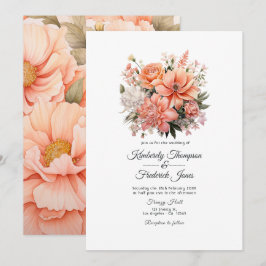 Convites Casamento Floral Peach Fuzz