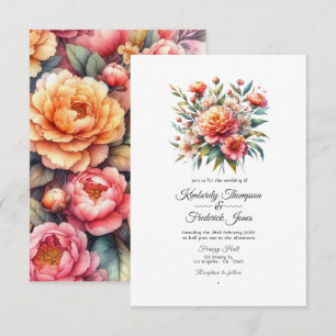 Convites Casamento Floral Peach Fuzz