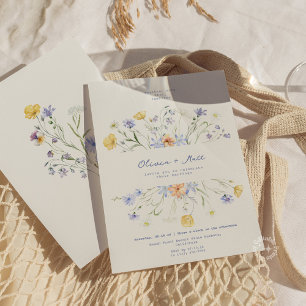 Convites Casamento Floral-Periwinkle de Flor Selvagem