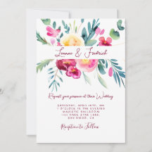 Casamento floral personalizado em aquarela rosa e 