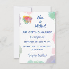 Convites Casamento Floral Personalizável Pastel Watercolor 