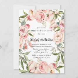 Convites Casamento Floral Pink Peony Watercolor