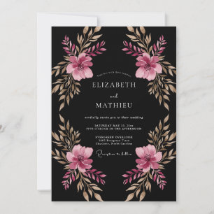 Convites Casamento Floral Pintado Magenta