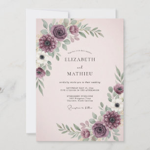 Convites Casamento Floral Plum Moody