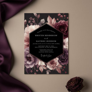 Convites Casamento Floral Plum Moody