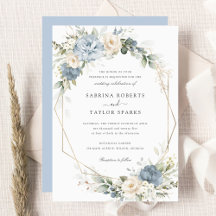 Casamento Floral Poeira Azul Verde Dourado