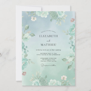 Convites Casamento Floral Poético em Verde Limão