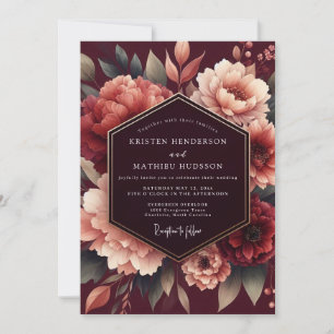 Convites Casamento Floral Poético Merlot