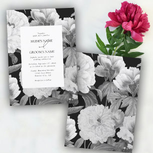 Convites Casamento Floral por Aquarela de Peões Pretos e Br